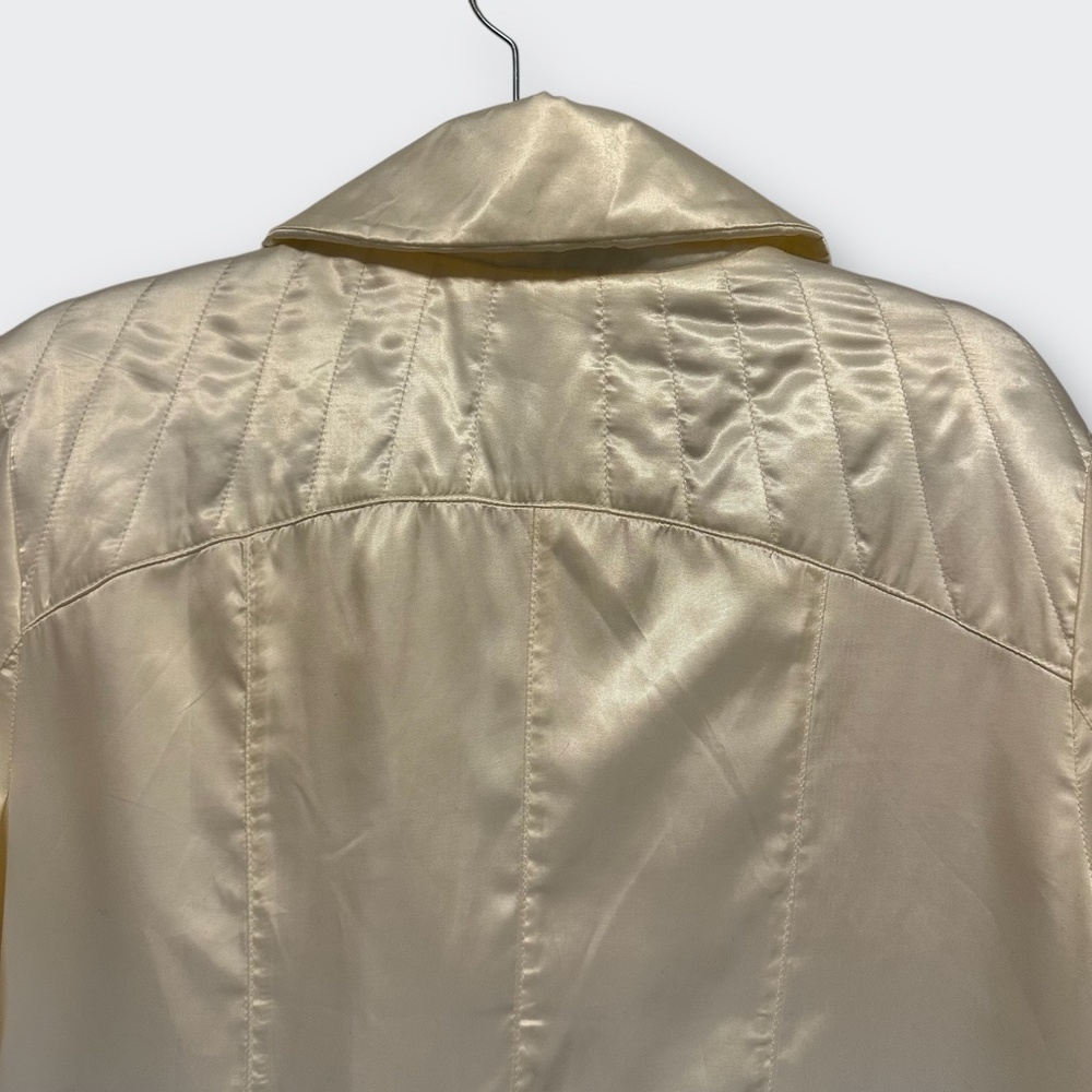 Chico's ZENERGY Quilted Utility Jacket Ivory Satin 2 Large Athleisure Y2K Casual - Picture 6 of 9